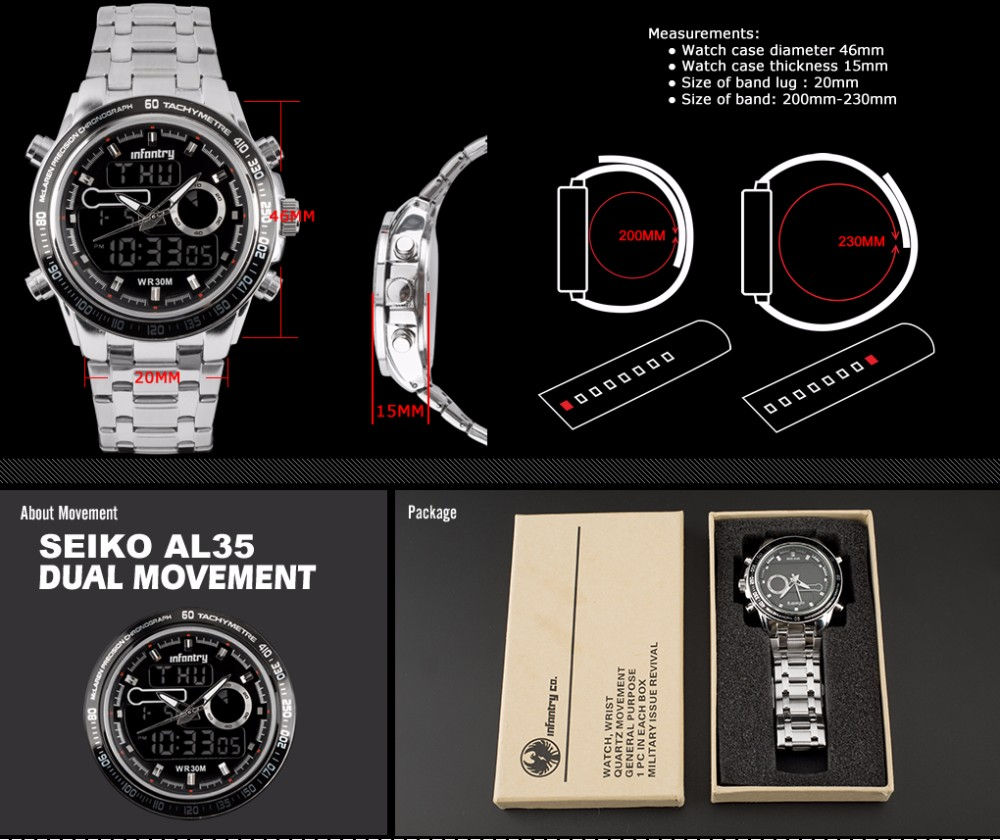 Sport Men's Quartz Wrist Military Watch Full Steel