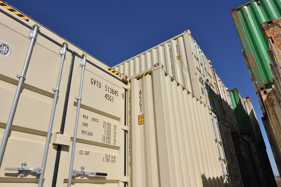 dry containers stacked