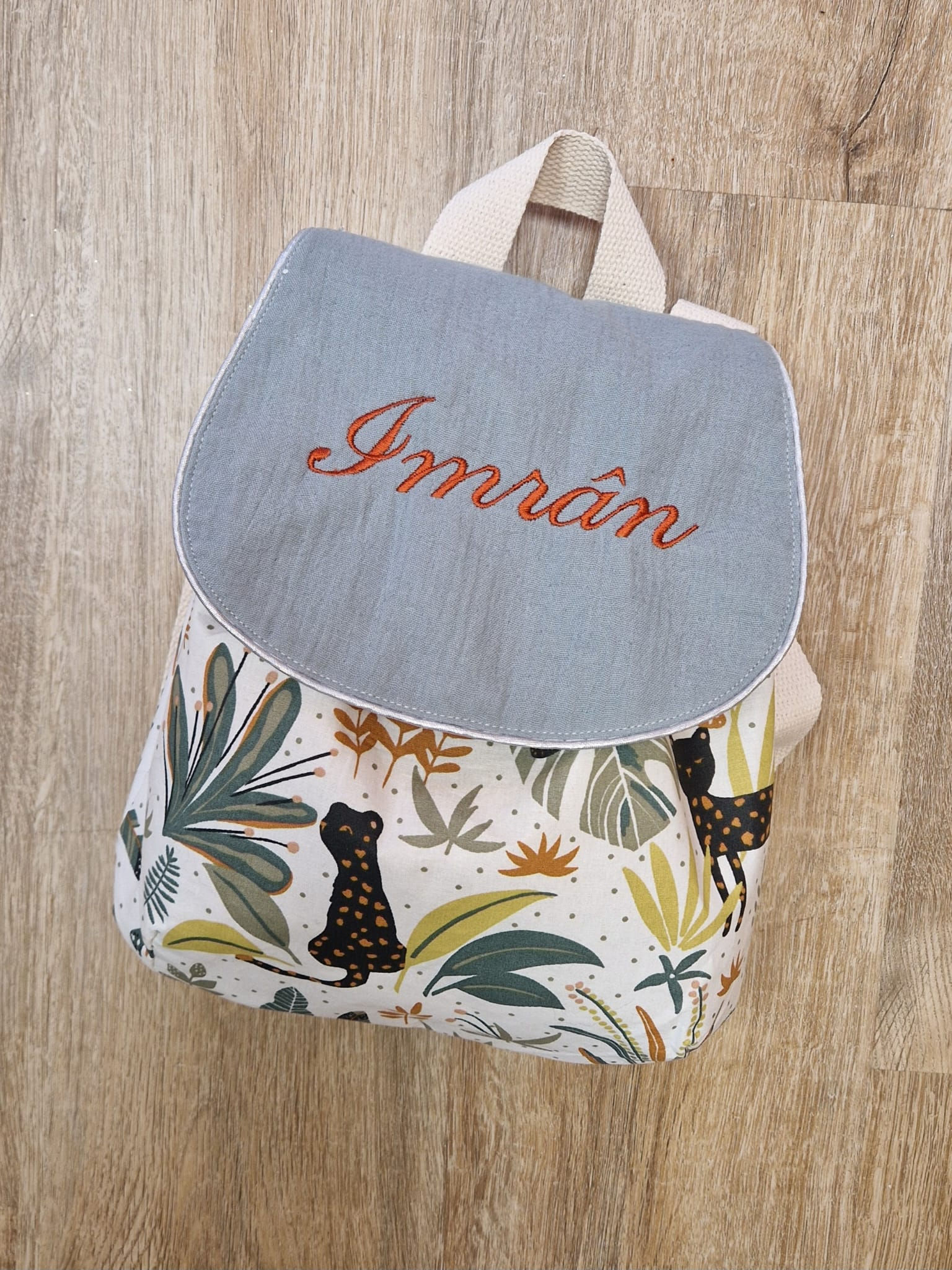 Sac à dos personnalisable école maternelle personnalisable Savane Blanc