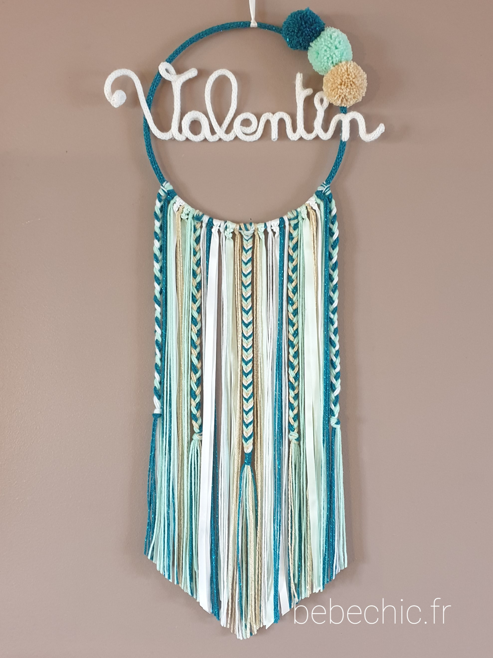 Attrape Reves Prenom Personnalisable Bleu Canard Vert D Eau Et Lin Bebe Chic Creation Attrape Reves Prenom Personnalisable Bleu Canard Vert D Eau Et Lin Bebe Chic Creation