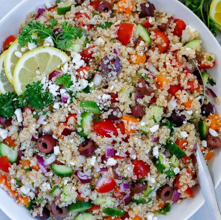 Couscous Salad: Couscous mixed with chopped vegetables and a lemon vinaigrette.