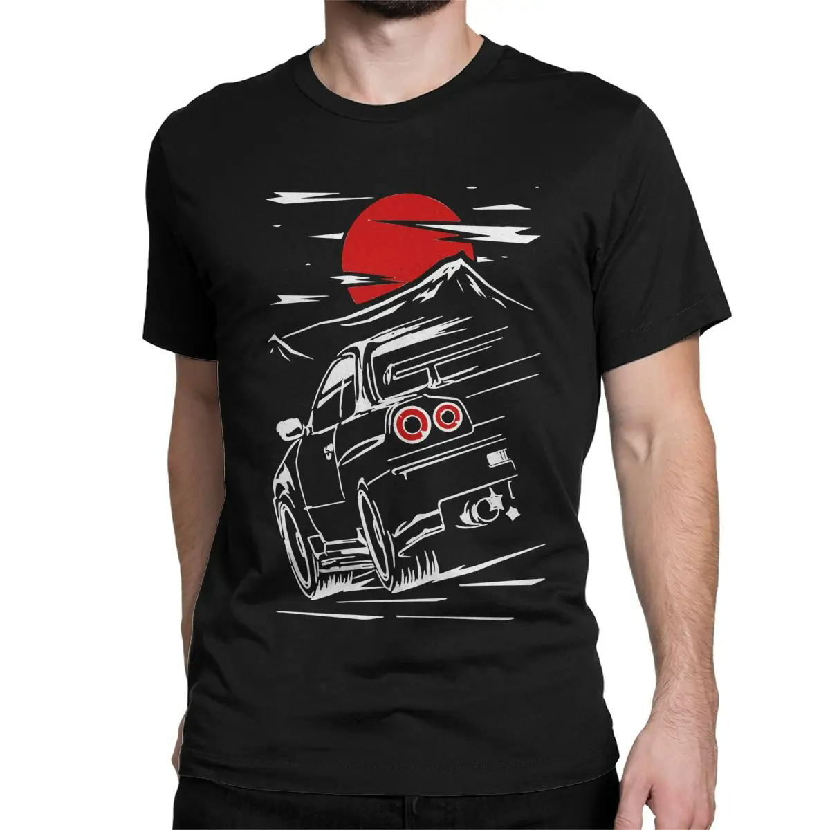 Men T-Shirts Skyline GTR 34 Haruna Jdm Sportcar Vintage Premium Cotton Tee Shirt