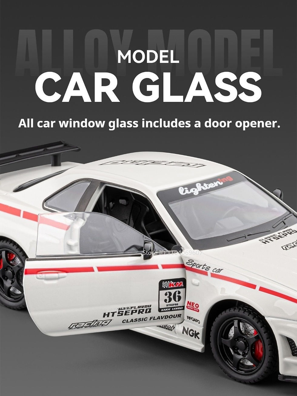 Thumbnail: 1:24 Scale GTR-R34 M3 Sports Car Model Toy Shock Absorption Pull Back Supercar M