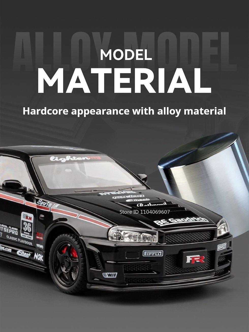 Thumbnail: 1:24 Scale GTR-R34 M3 Sports Car Model Toy Shock Absorption Pull Back Supercar M