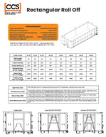Spec sheet for CCS Rectangular roll-off dumpster (container)