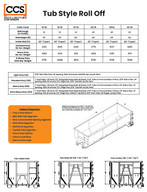 Spec sheet for CCS tub style roll-off dumpster (container)
