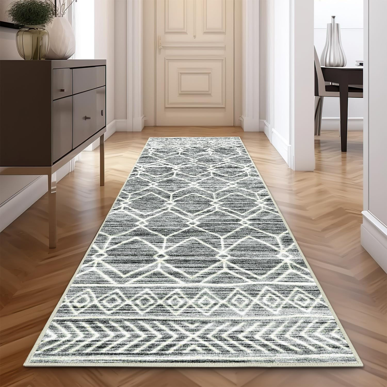 jinchan Runner Rug 3x7 Moroccan Rug Kitchen Runner Rug Geometric Rug Washable No