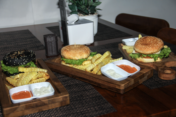 Burgers at winners surfing bali camp