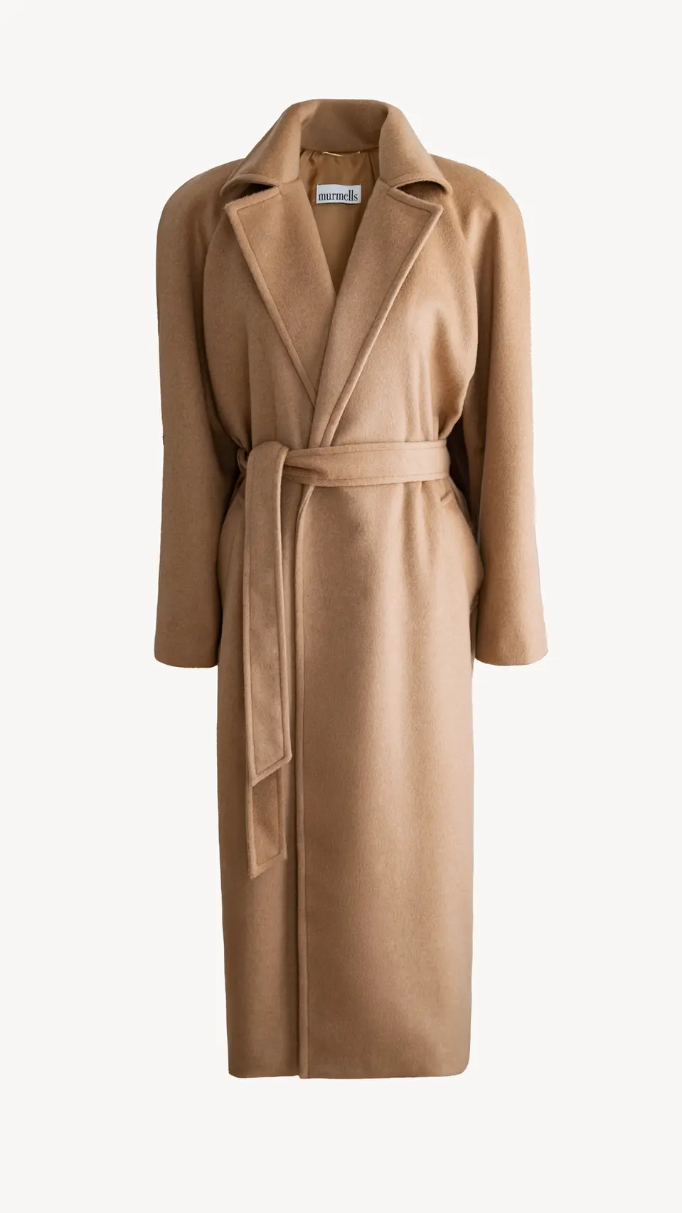 Abrigo largo de mujer en 100% pelo de camello, diseño clásico con cinturón – moda sostenible y atemporal