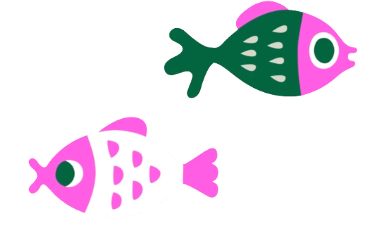 video of two illustrated fish swimming back and forth
