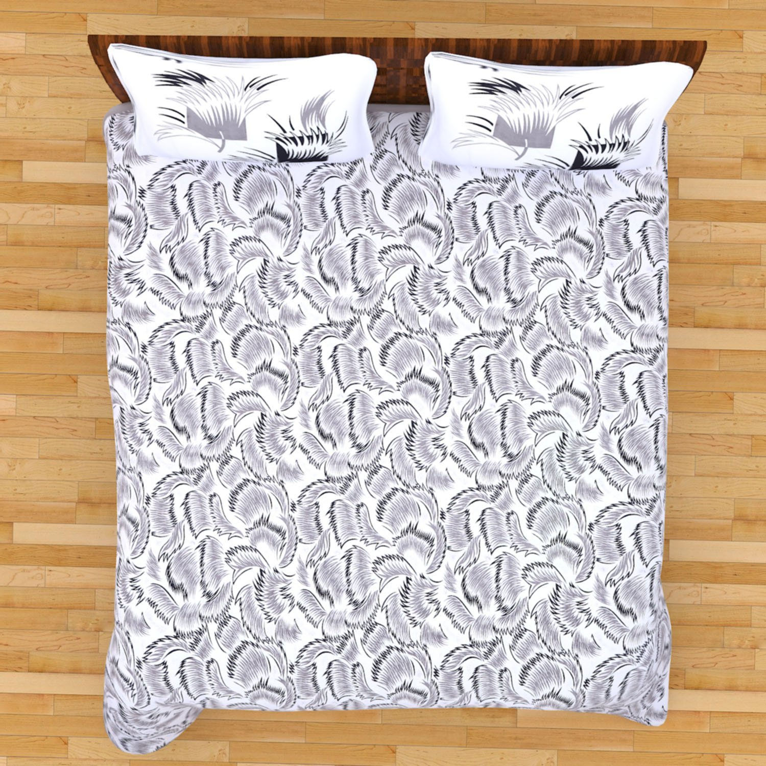 Rosette  Cotton Double Bedsheet  -King Size (90 x 108 Inches) 7352 Lemon