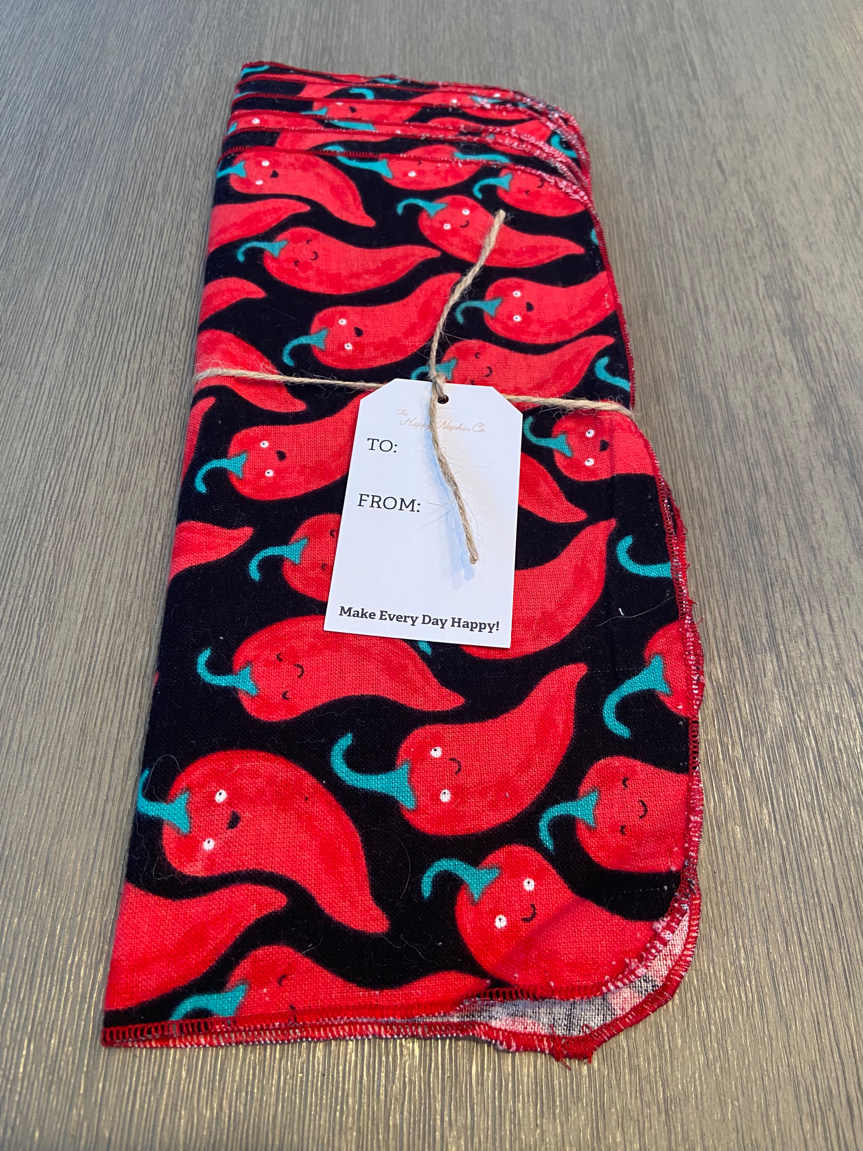 Red Pepper - Happy Napkins - 6 Pack