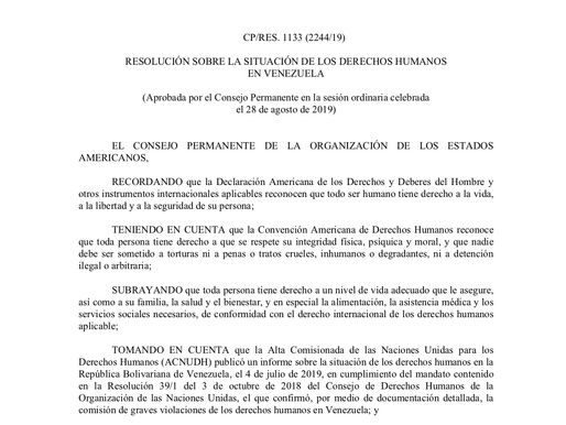 RESOLUCIÓN SOBRE LA SITUACIÓN DE LOS DERECHOS HUMANOS 
EN VENEZUELA
