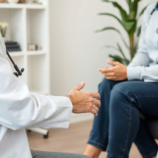 Person getting Treatment for depression from a psychiatrist while sitting and psychiatric 