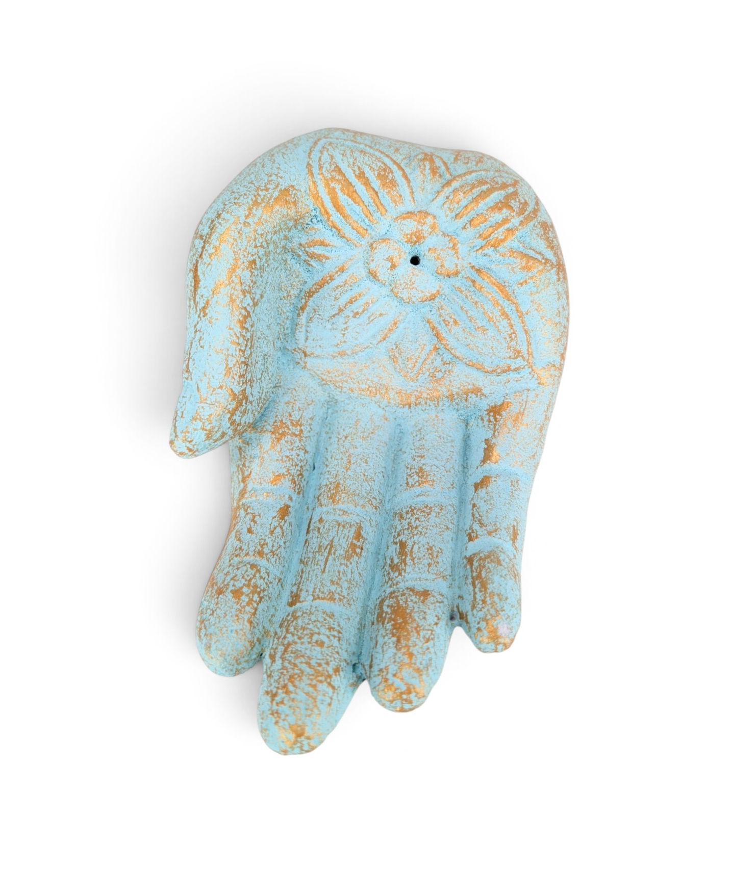 Stone Hamsa hand incense holder with natural variation