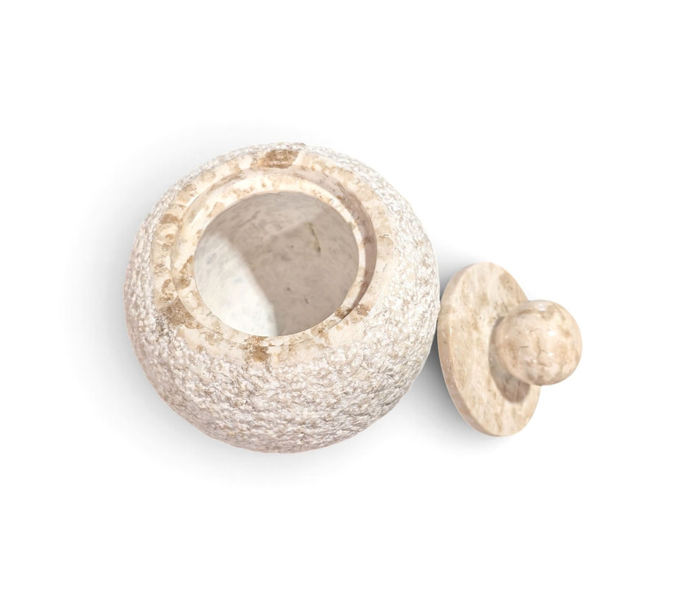 Thumbnail: Coral stone salt cellar with naturally varied markings