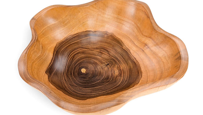 Handmade Teak Fruit Bowl, Natural Teak Fruit Bowl, Rustic Teak Fruit Bowl