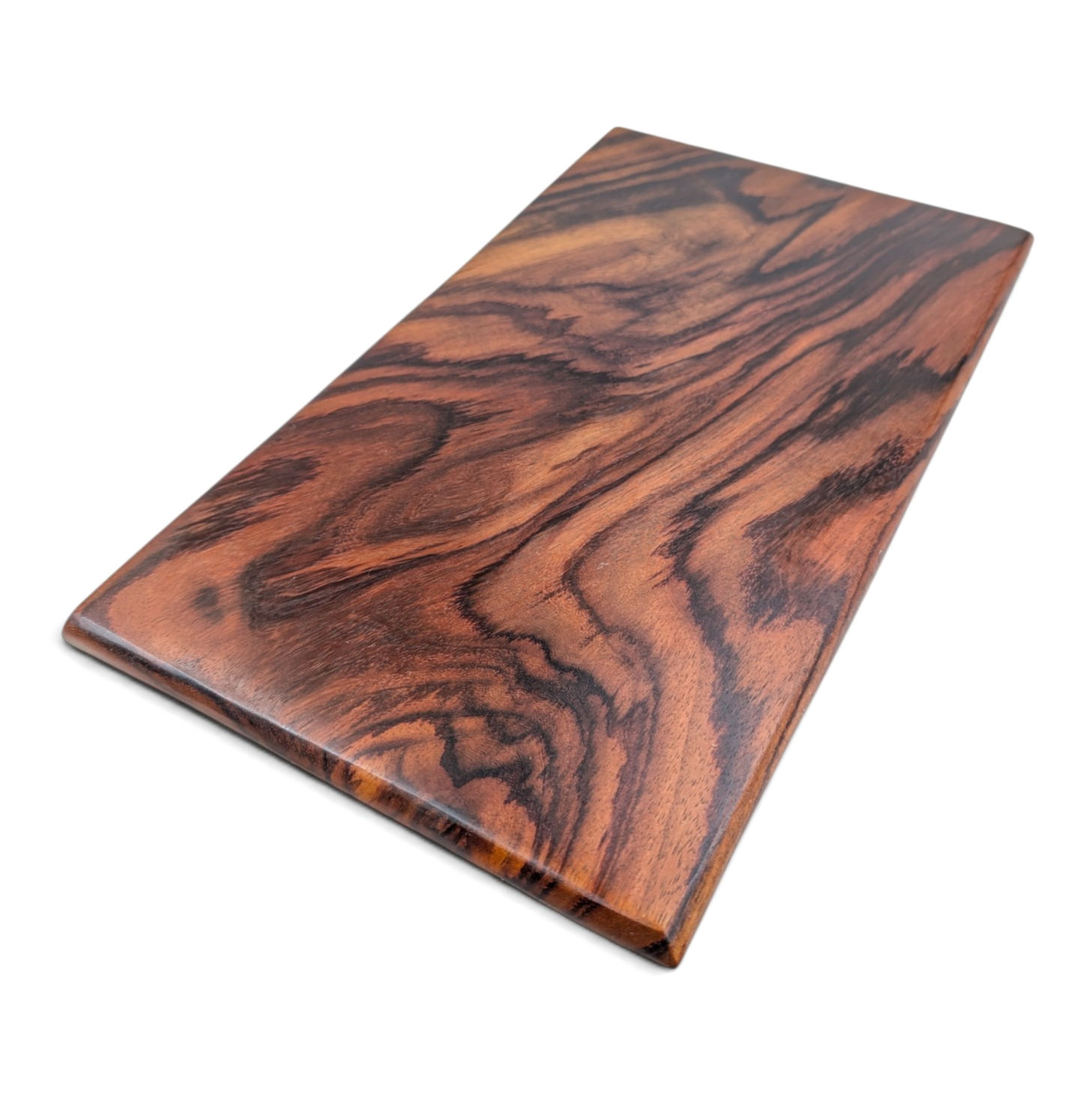 Organic-shaped wood charcuterie board with natural grain