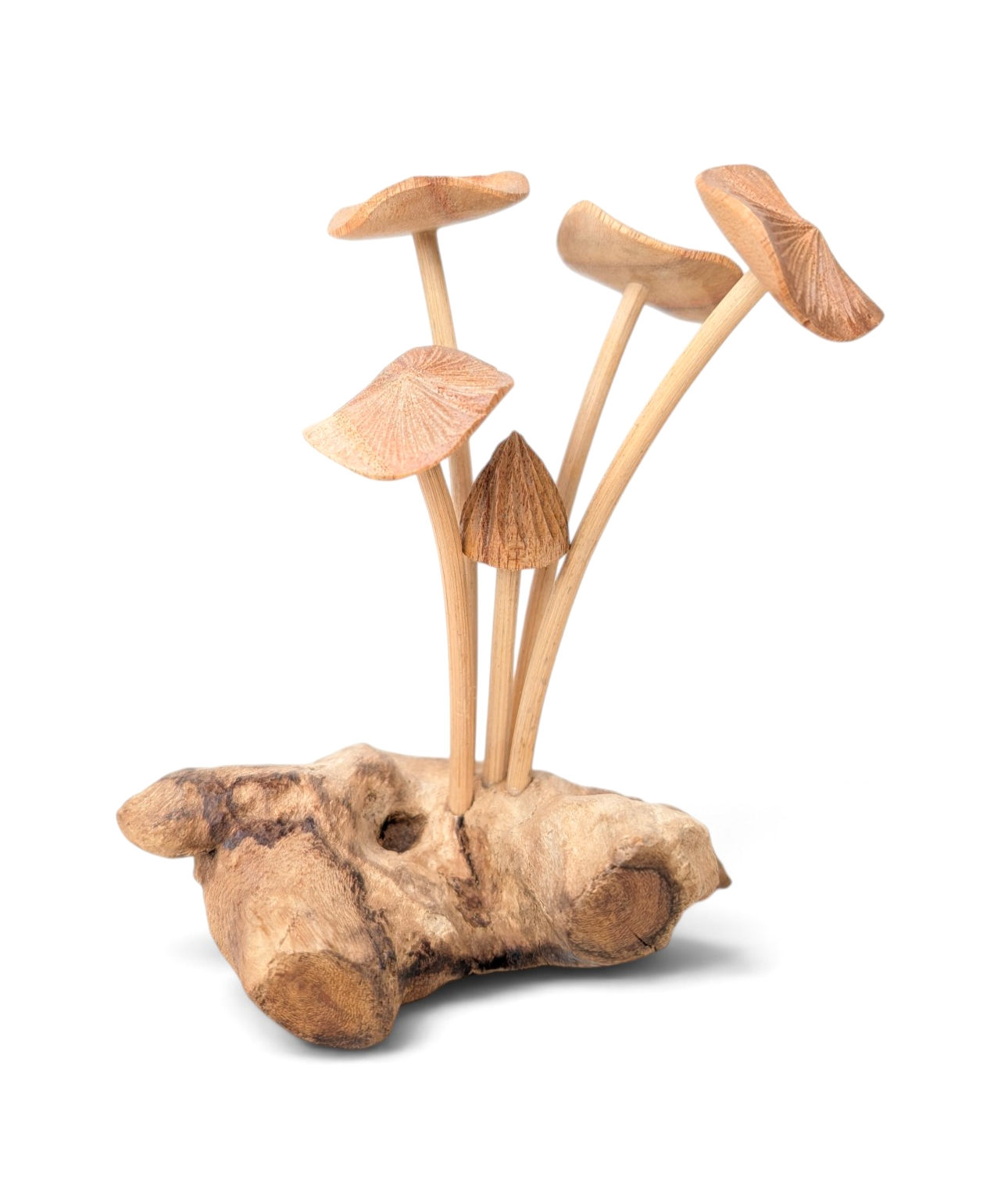Forest-inspired mushroom sculpture for a shelf