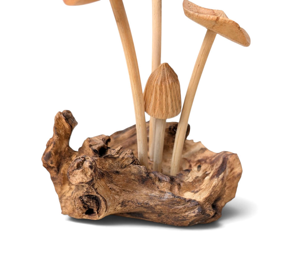Thumbnail: Wooden mushroom figurine for a bookshelf display