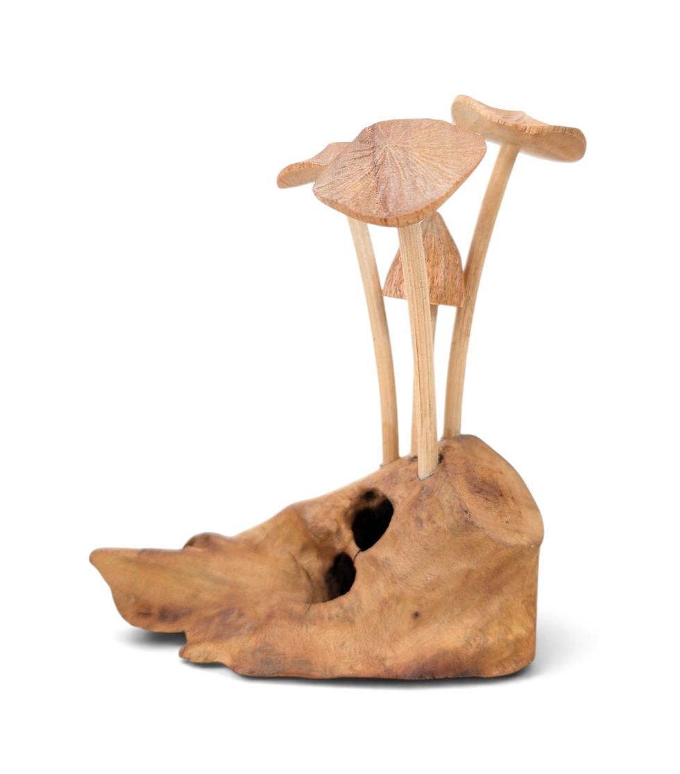 Small handcrafted organic wood mushroom cluster