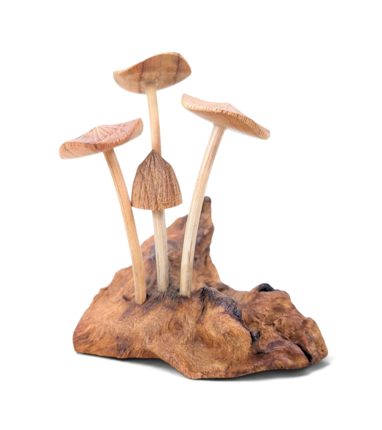 Small handcrafted organic wood mushroom cluster