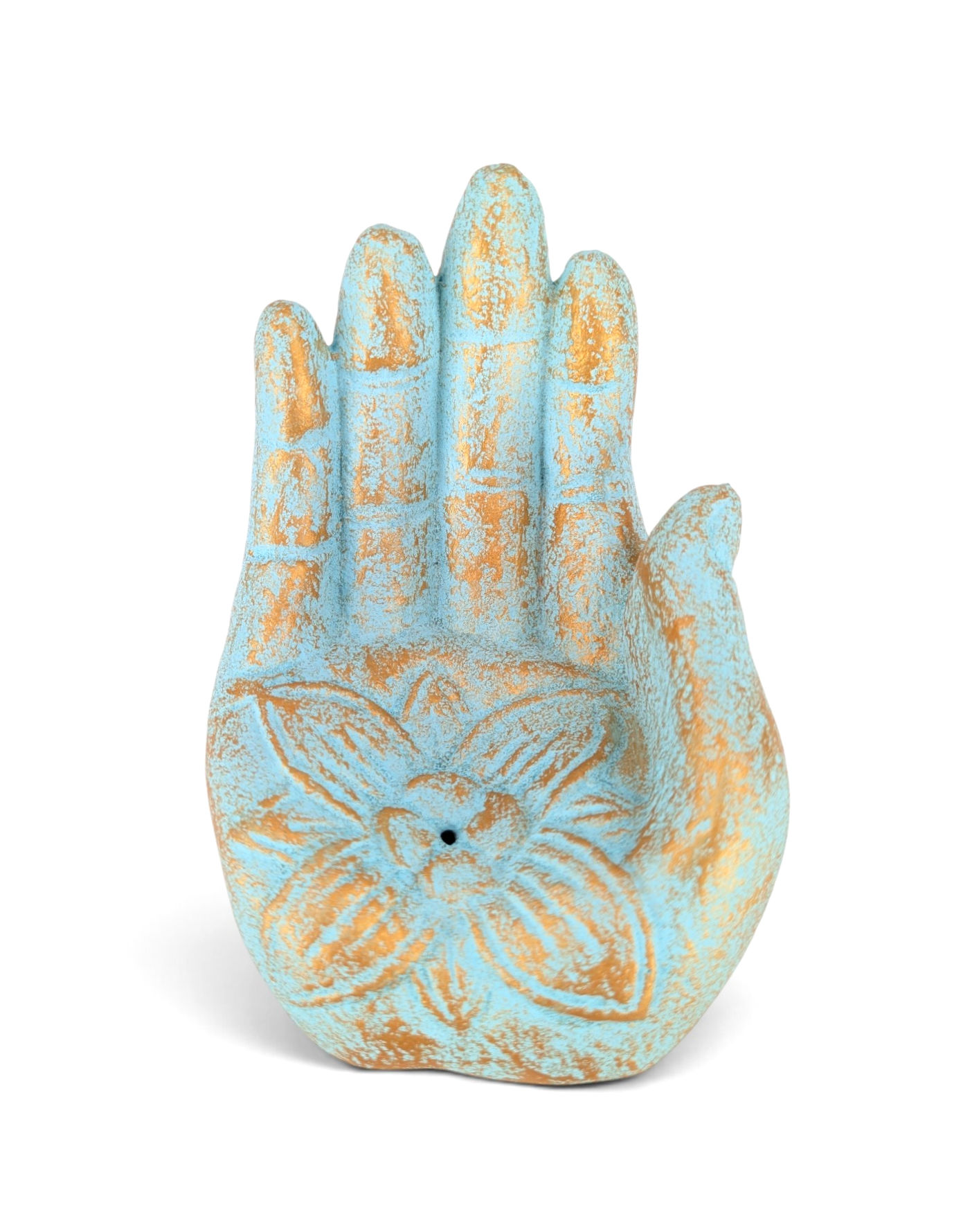 Incense holder with a recognizable lotus hand form