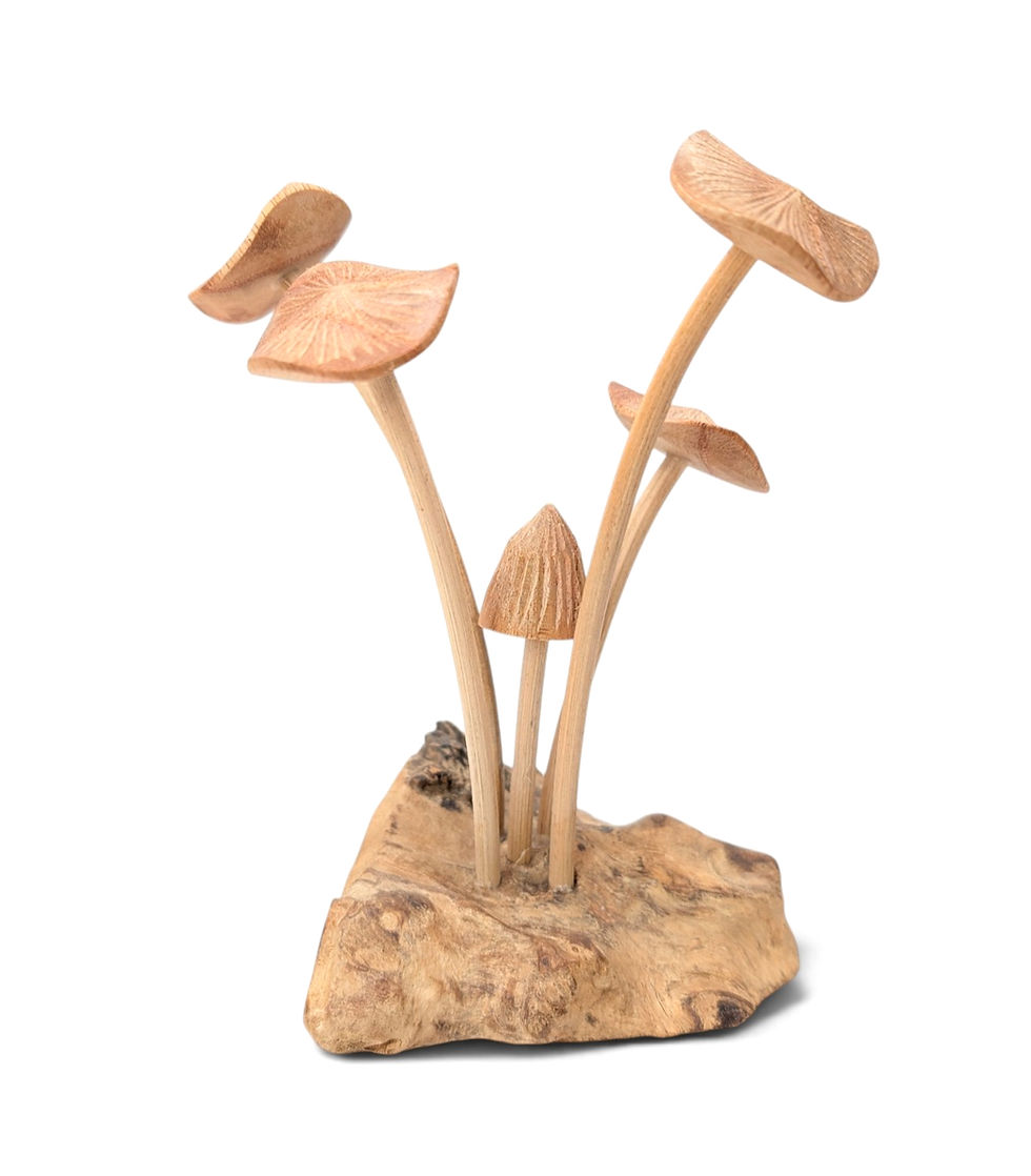 Small organic wood handcrafted mushroom cluster