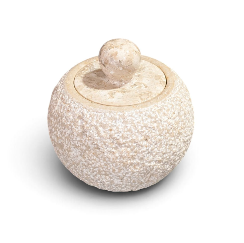 Coral stone salt cellar with naturally varied markings