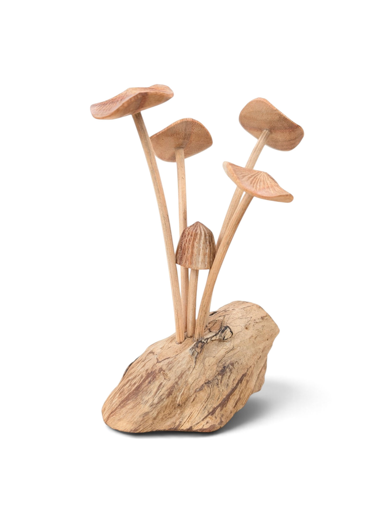 Small handcrafted organic wood mushroom cluster