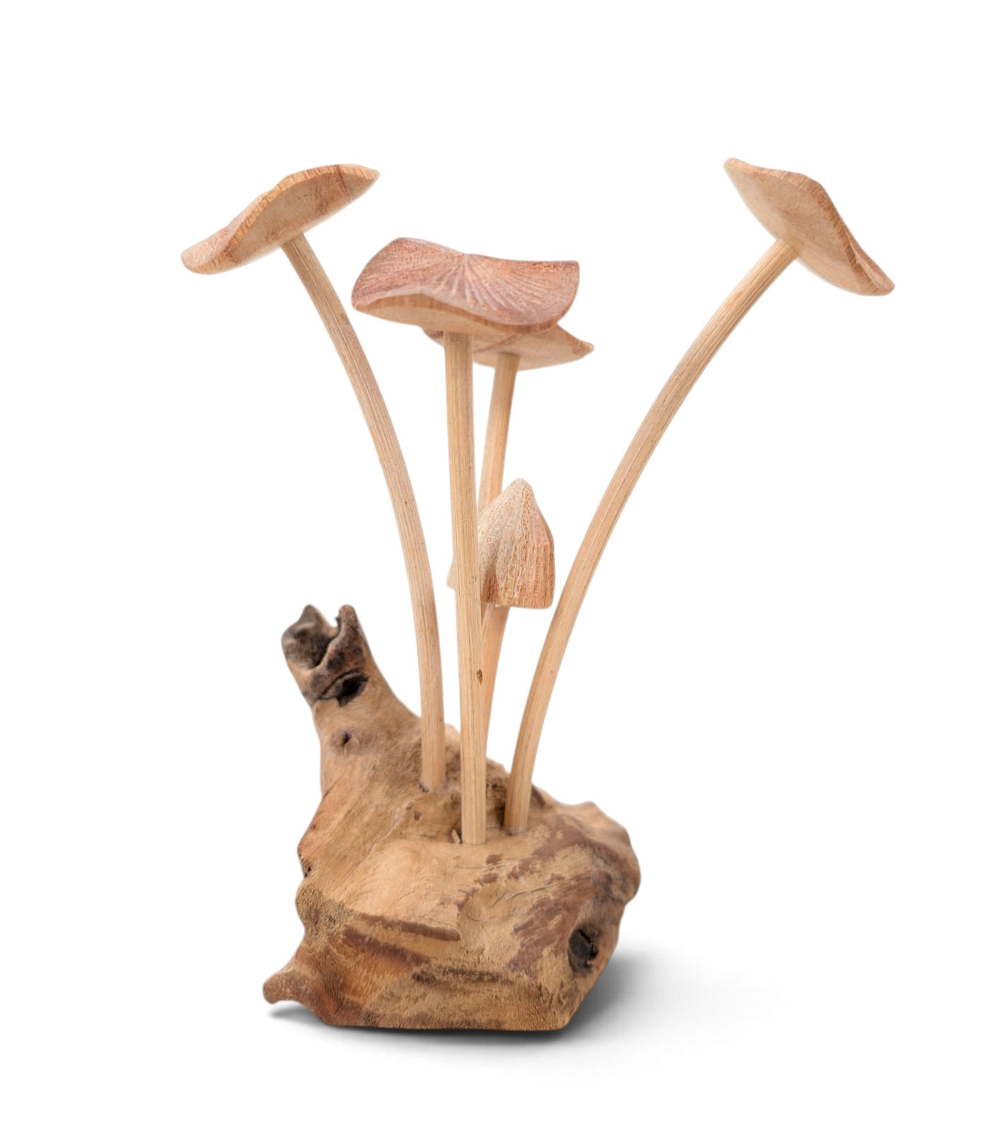 Small handcrafted organic wood mushroom cluster