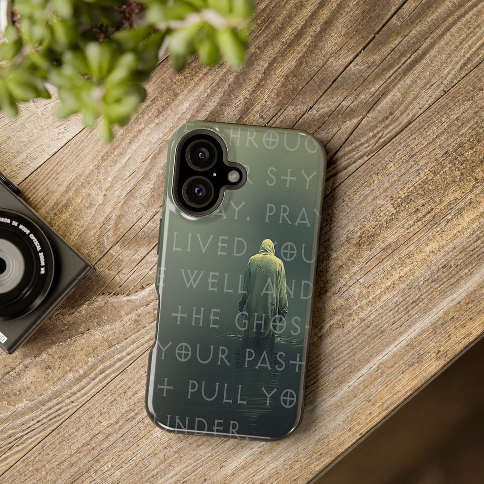 Thumbnail: Phone Case — Moody Ghost Figure with Faded Text (Magnetic Impact-Resistant)