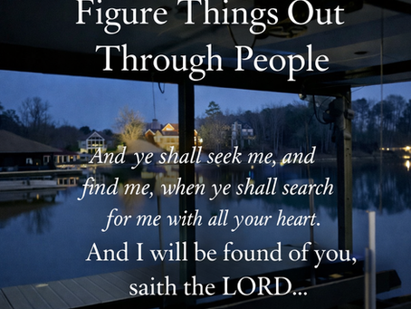 Christian devotional image of a peaceful lakeside dock at dusk with text about seeking God instead of people, Jeremiah 29:13-14, Hope in Today Ministries