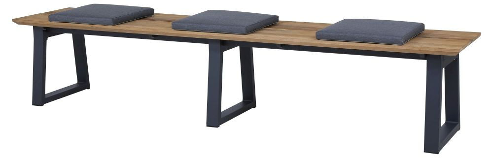 Zebra  PHÖNIX  Alu-Teak Bank L220 B46 H43  ohne Rückenlehne