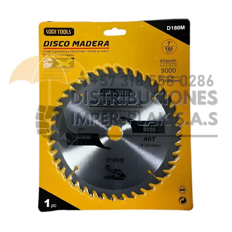 DISCO MADERA D180M 7" (22.2mm) X 1 und
