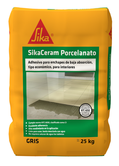 SIKACERAM PORCELANATO ADHESIVO PARA ENCHAPE GRIS X 25kg