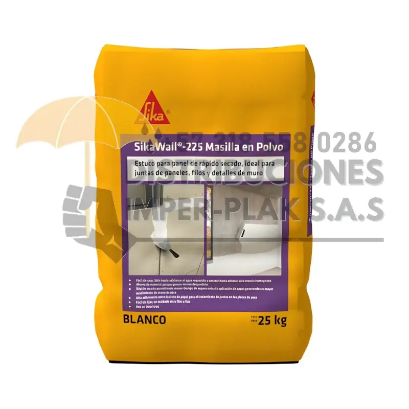 SIKAWALL-225 MASILLA EN POLVO ESTUCO DE SECADO RÁPIDO X 25kg