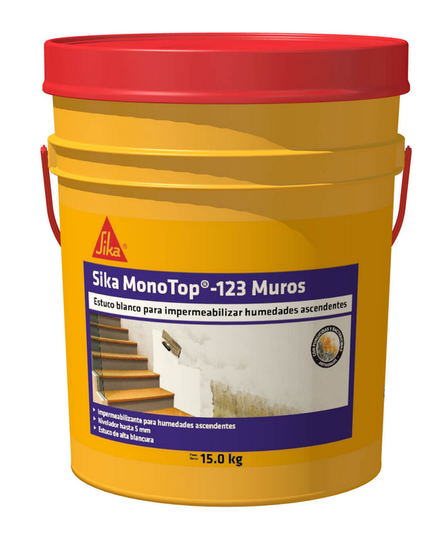 SIKA MONOTOP-123 MUROS ESTUCO IMPERMEABILIZANTE X 15kg