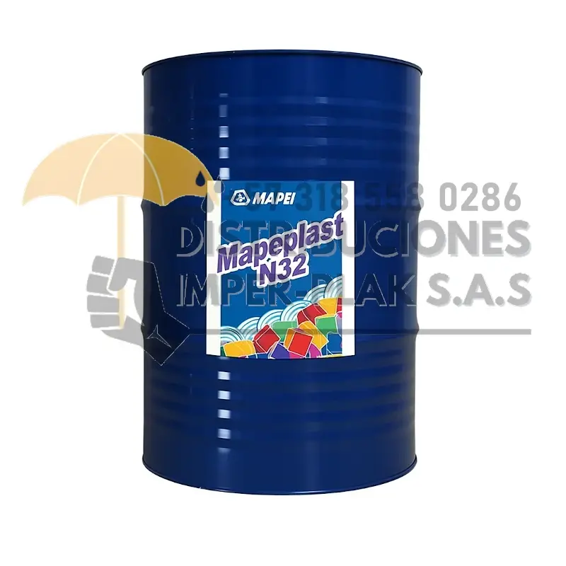 MAPEPLAST N32 ADIITIVO PLASTIFICANTE RETARDANTE PARA CONCRETO X 1 TAMBOR 210kg