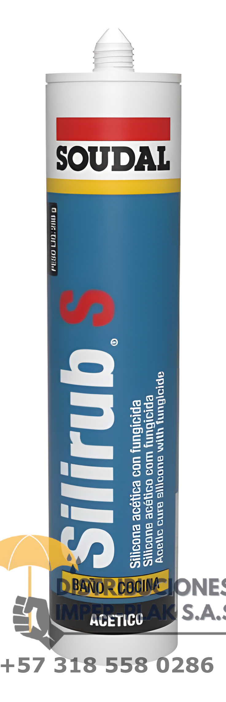 SOUDAL SILIRUB S SILICONA ACÉTICA BLANCO X 300ml