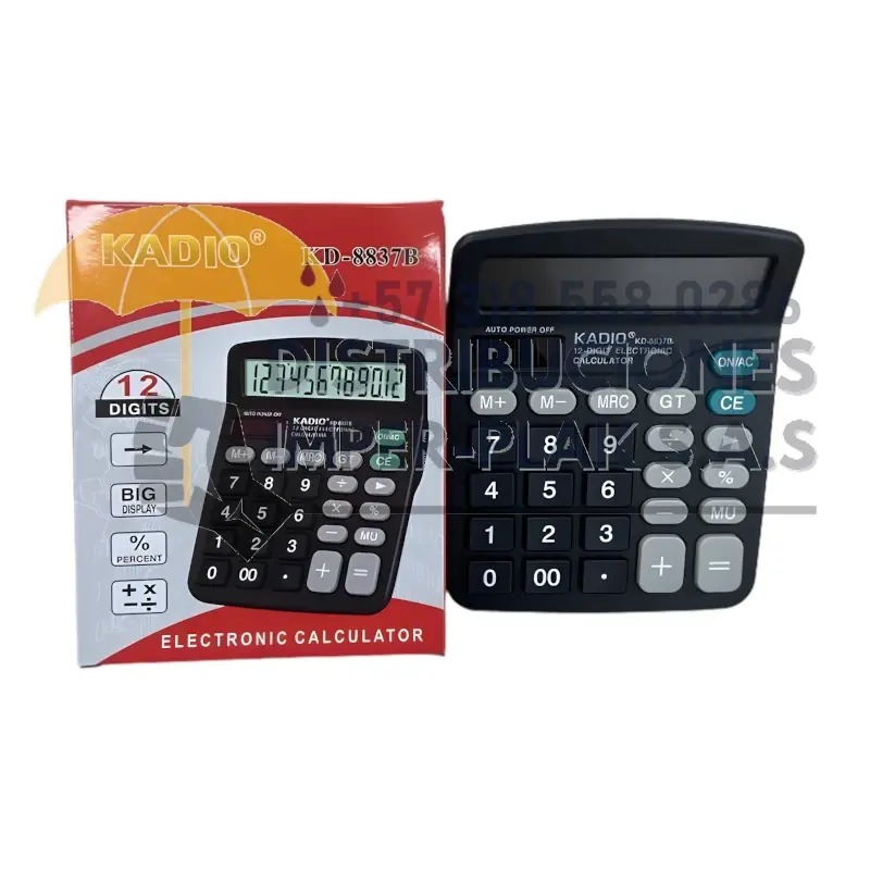 CALCULADORA NEGRA KADIO KD-8837B X 1 und