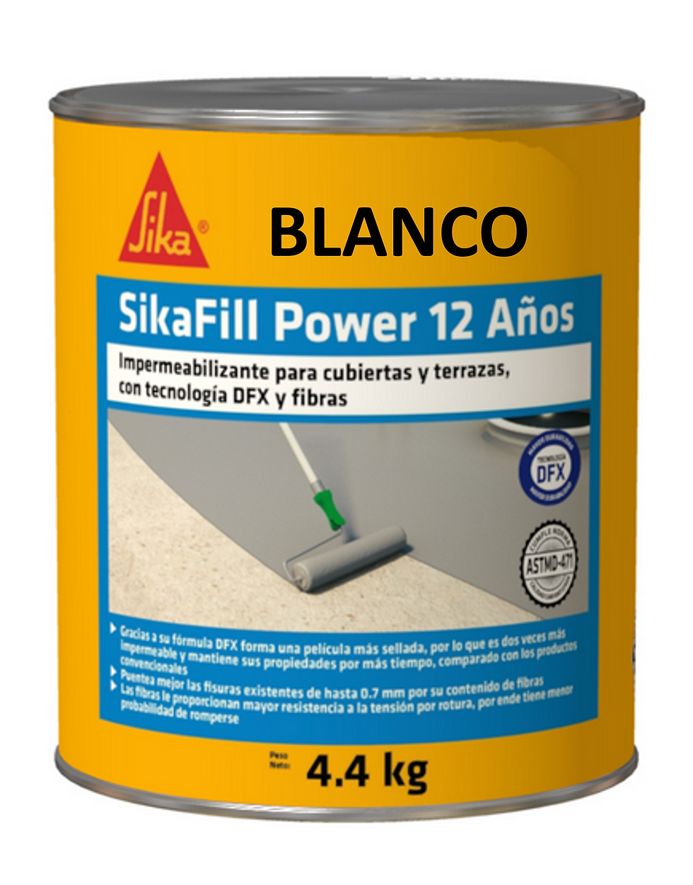SIKAFILL POWER 12 AÑOS BLANCO IMPERMEABILIZANTE ACRÍLICO X 4.4kg