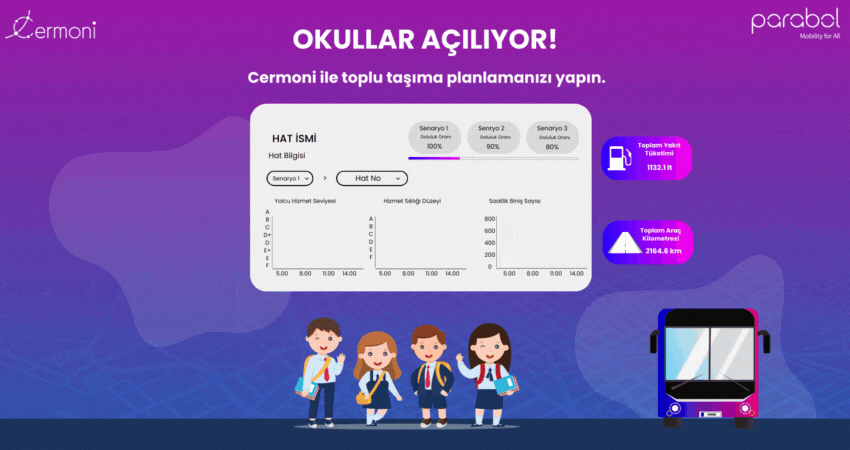 Okullar açılıyor toplu taşıma optimizasyonunuzu cermoni ile gerçekleştirin.