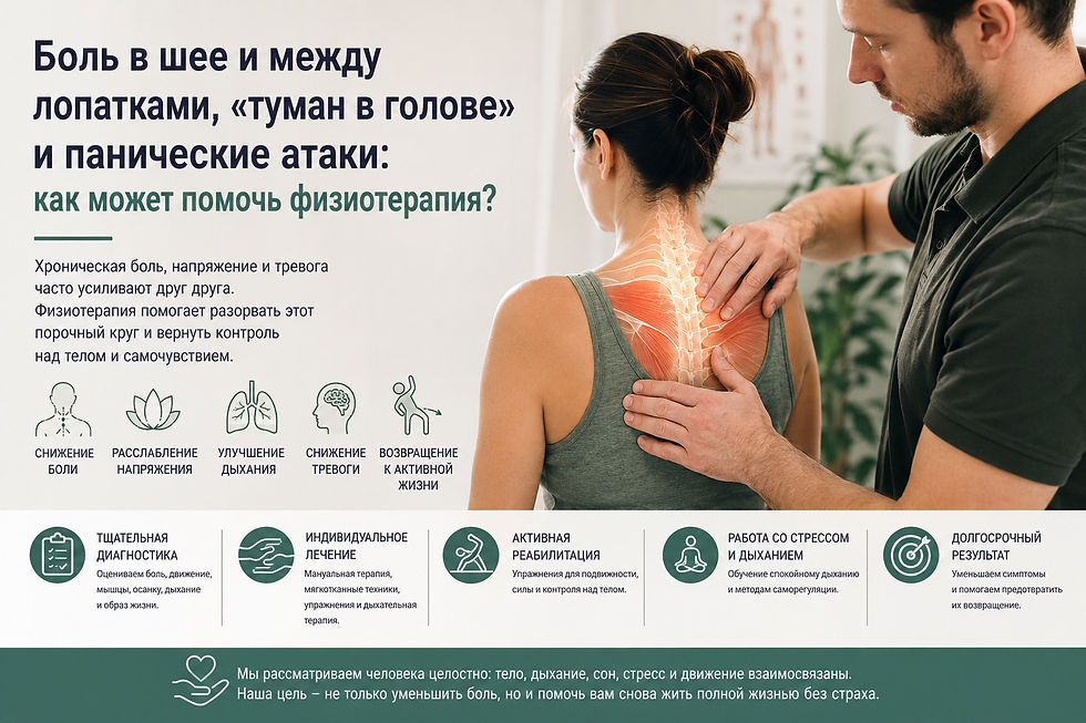 Боль в шее и между лопатками, «туман в голове» и панические атаки: как может помочь физиотерапия?