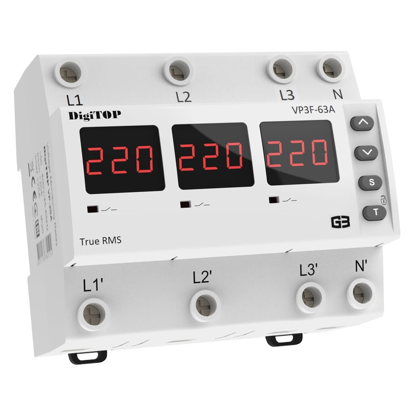 Трифазне реле напруги VP-3F63А M6R DigiTOP Shopellectric