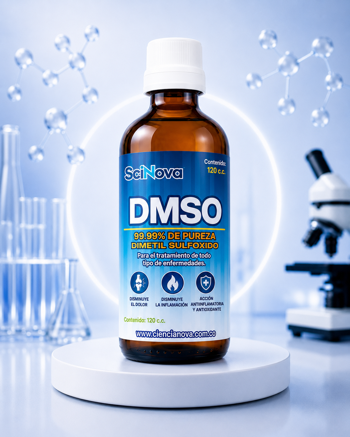 Dimetil Sulfoxido (DMSO)x 120 ml 99,9% grado farma
