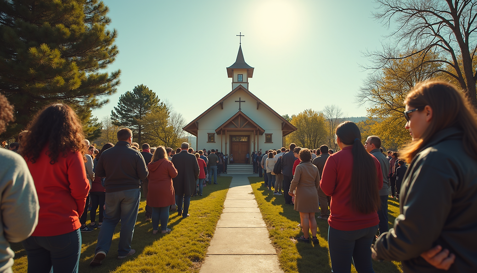 High angle view of a peaceful outdoor gathering with spiritual elements