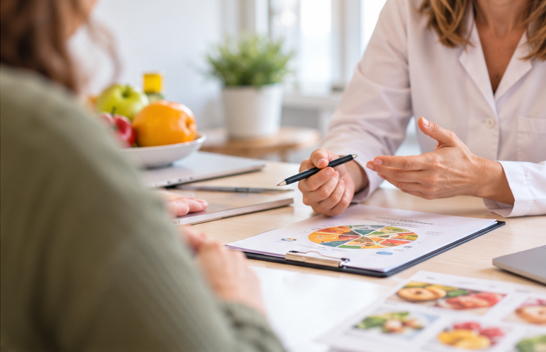 Consultation diététique pour accompagner l'alimentation pendant un traitement de l'obésité