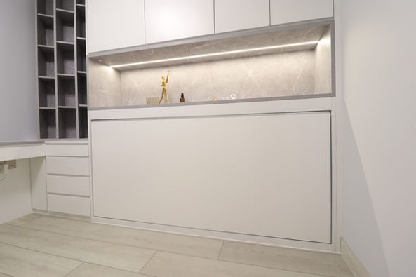 書房客房翻床書櫃木色白色簡約