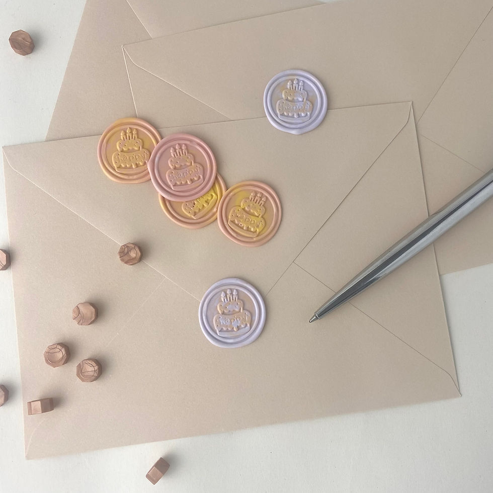 Birthday Cake Wax Seal Stamp Design on Envelope